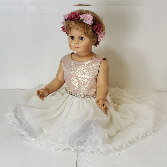 AMERICAN PRINCESS FLORAL CORKSCREW-TULLE PARTY DRESS TODDLER GIRLS 5T ROSEGOLD - Picture 2 of 10